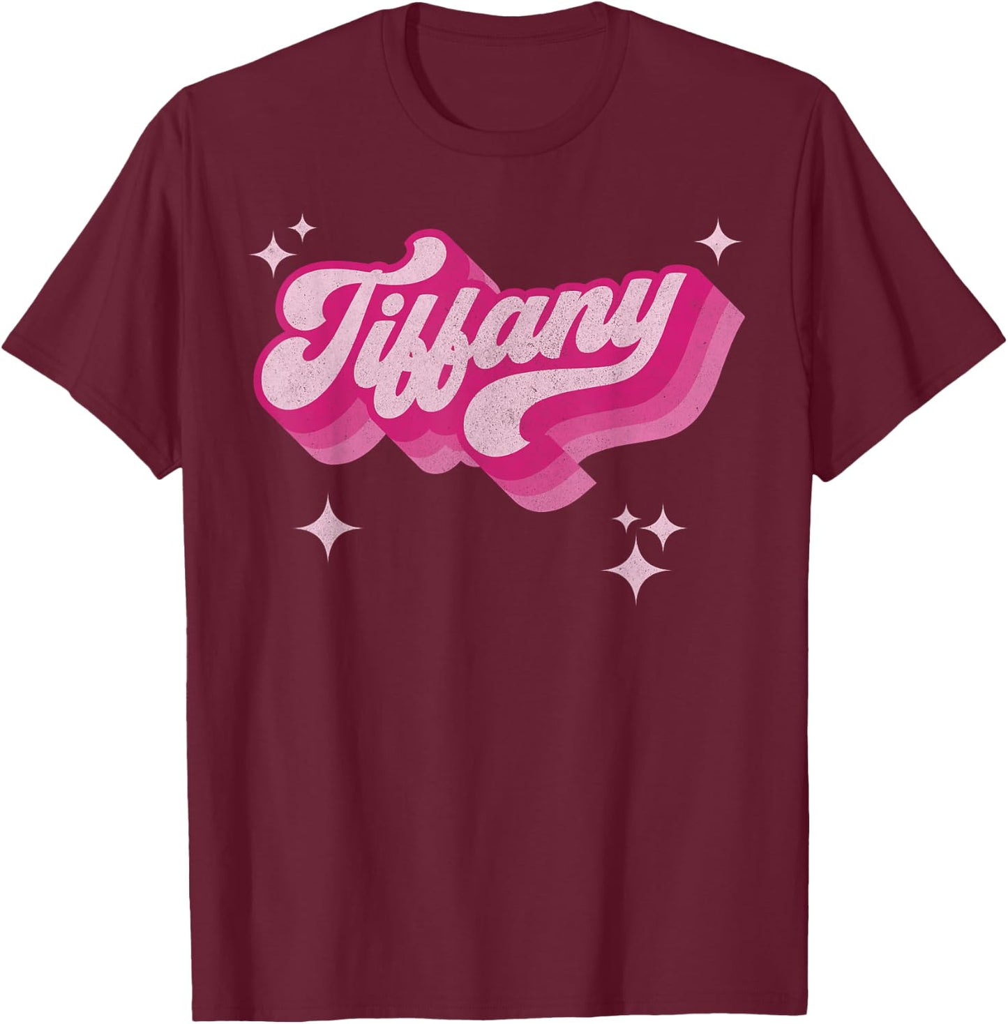Tiffany First Name Girl Vintage Style 70s Personalized Retro T-Shirt - T-Shirt | Maroon