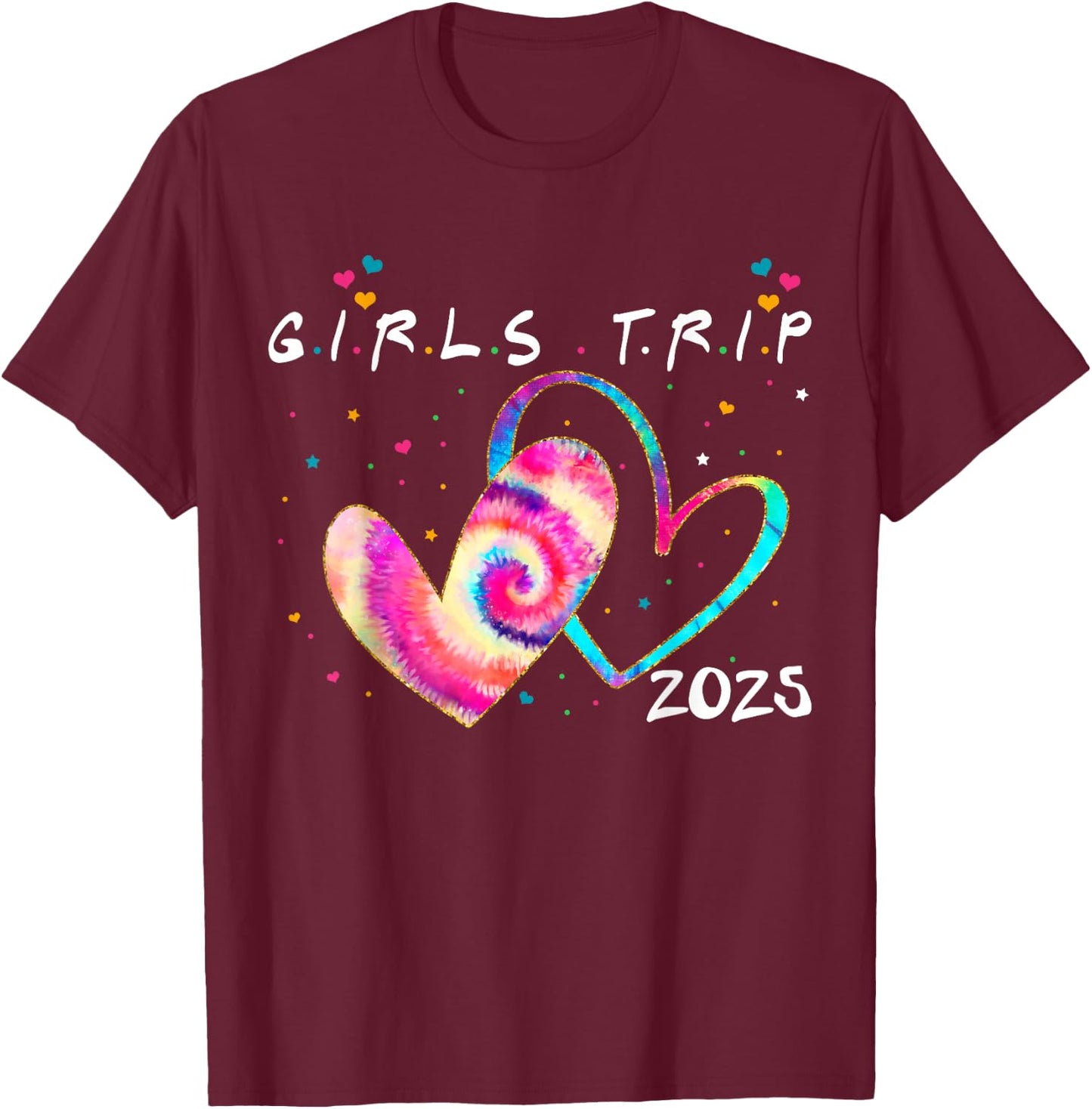 Girls Trip 2025 Summer Beach Vacation Besties T-Shirt - T-Shirt | Maroon