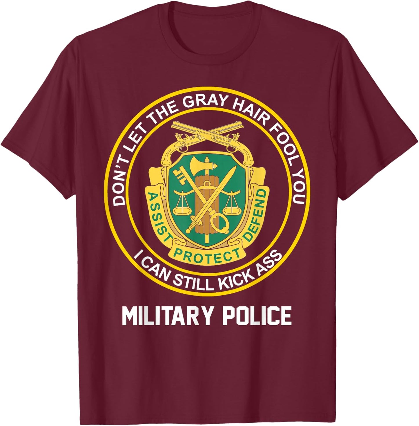 Retired Military Police MP Proud Old Man US Army MP Veteran T-Shirt - T-Shirt | Maroon