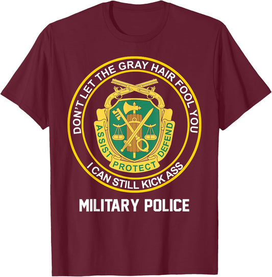 Retired Military Police MP Proud Old Man US Army MP Veteran T-Shirt - T-Shirt | Maroon