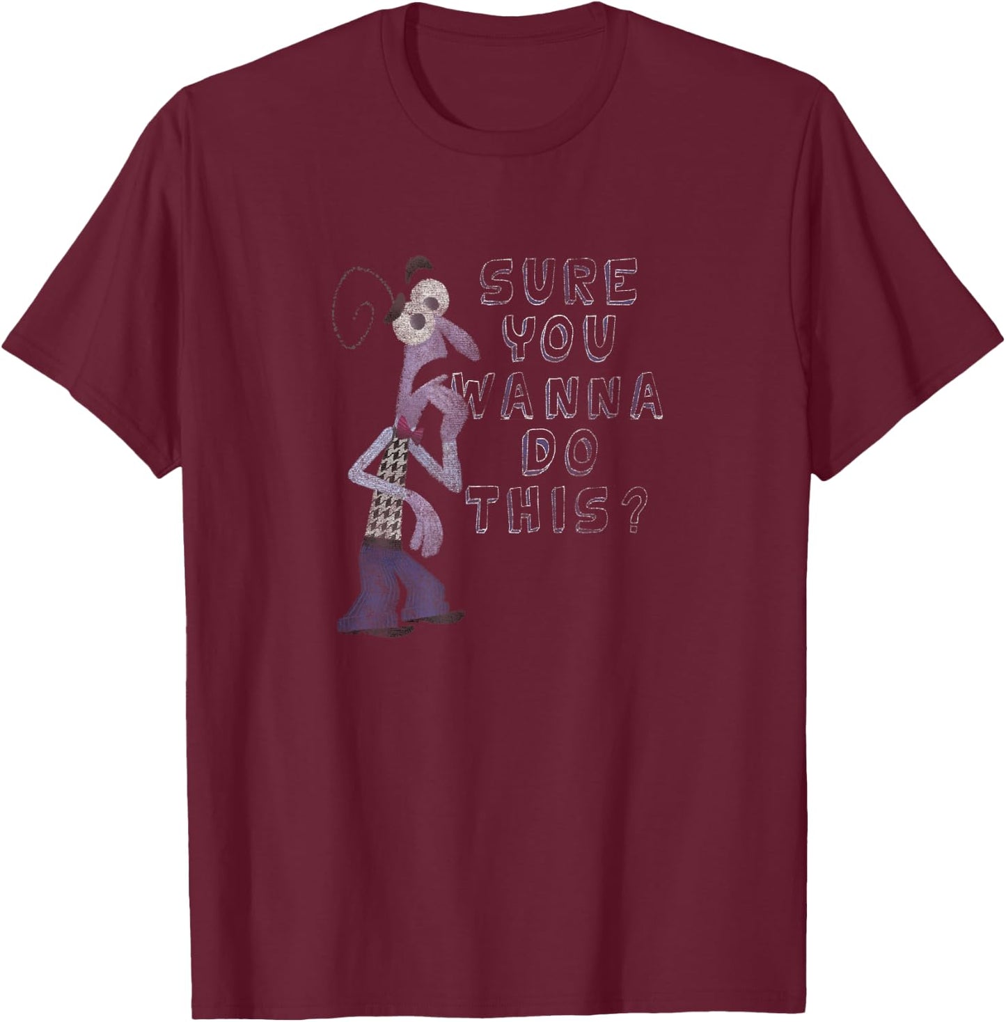 Disney Pixar Inside Out Sure You Wanna Do This Fear Logo T-Shirt - T-Shirt | Maroon