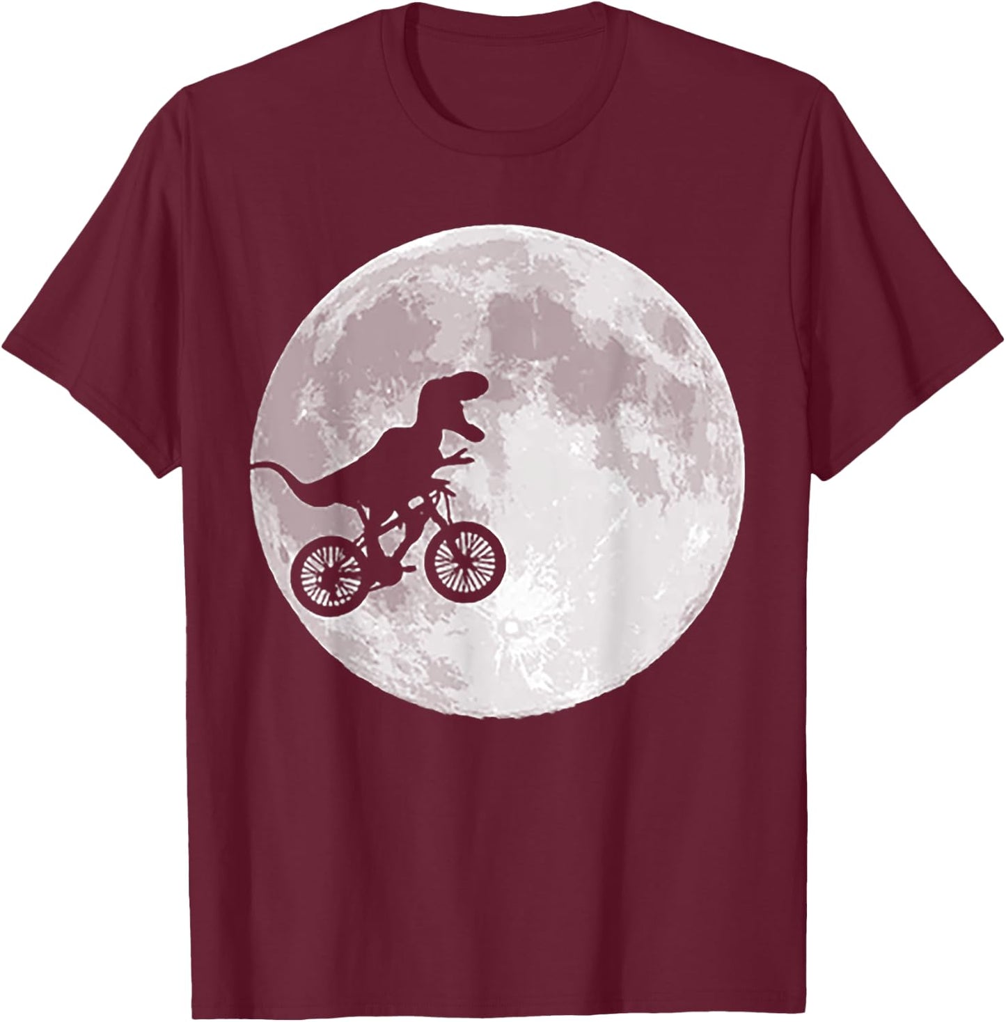 Dinosaur Bike and Moon T-Shirt - T-Shirt | Maroon