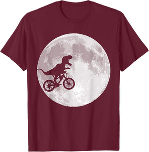 Dinosaur Bike and Moon T-Shirt - T-Shirt | Maroon