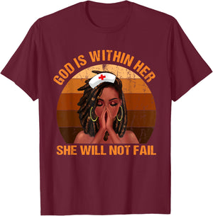God Is Within Her She Will Not Fail Black Melanin Christian T-Shirt - T-Shirt | Maroon