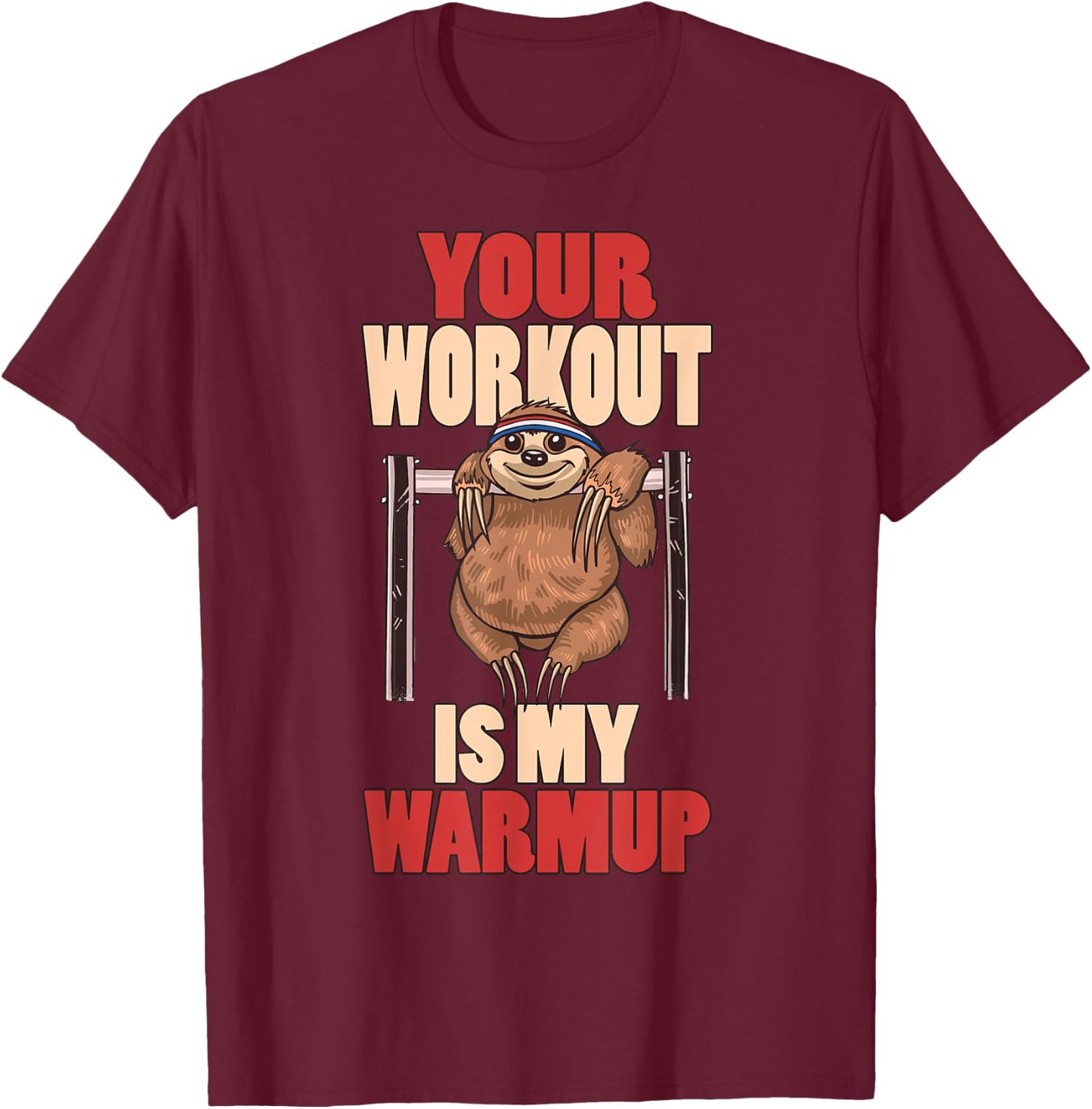 Sporty sloth calisthenic gymnastics Amateur T-Shirt - T-Shirt | Maroon
