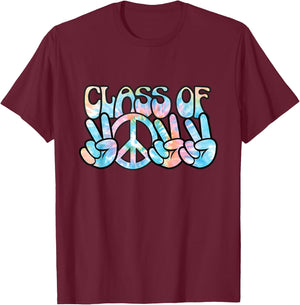 Pastel Tie Dye Peace Sign Hands | Senior Class of 2022 T-Shirt - T-Shirt | Maroon