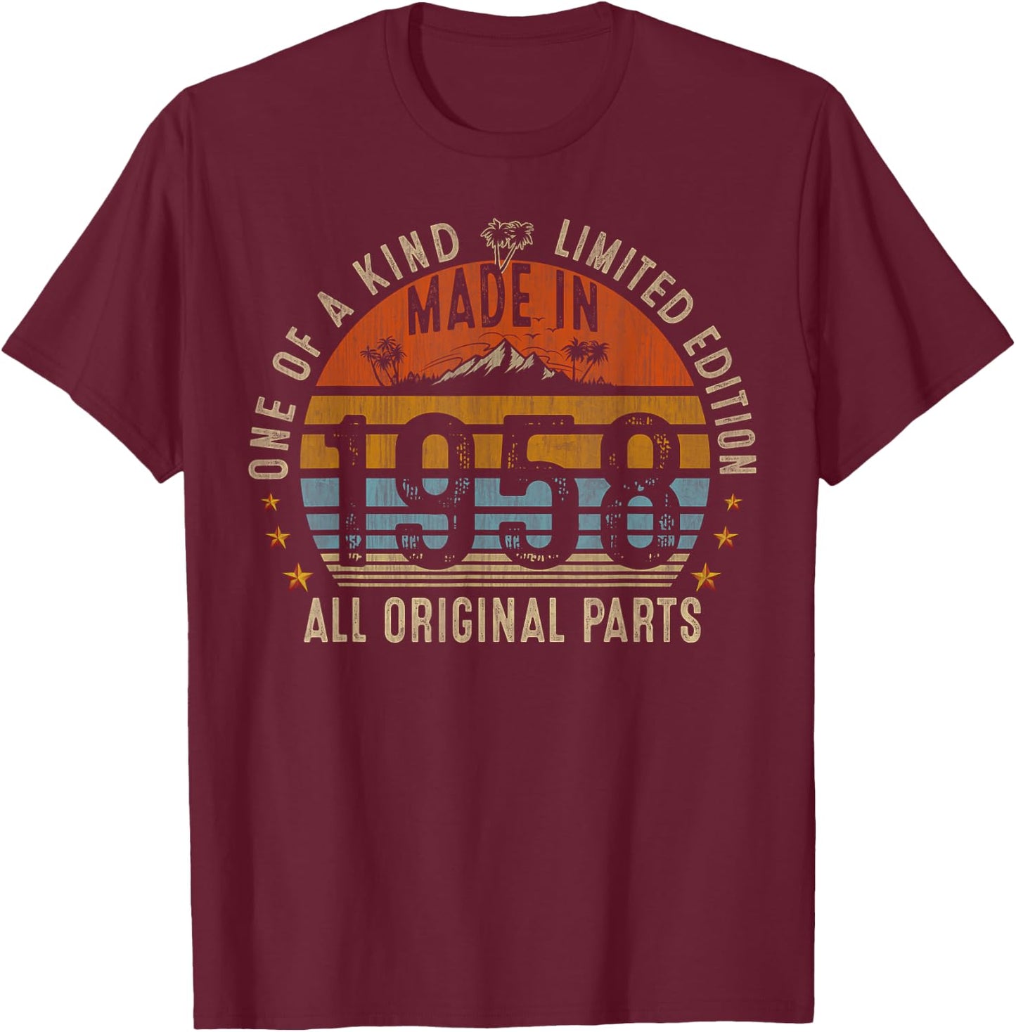 67th Birthday Gifts Men Women Vintage 1958 Original Parts T-Shirt - T-Shirt | Maroon