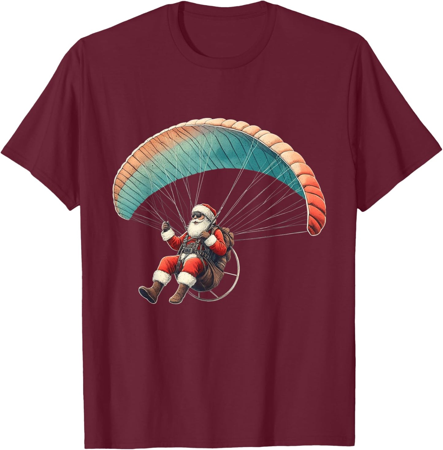Paragliding Santa Extreme Hobbies Sports Christmas Pajama T-Shirt - T-Shirt | Maroon