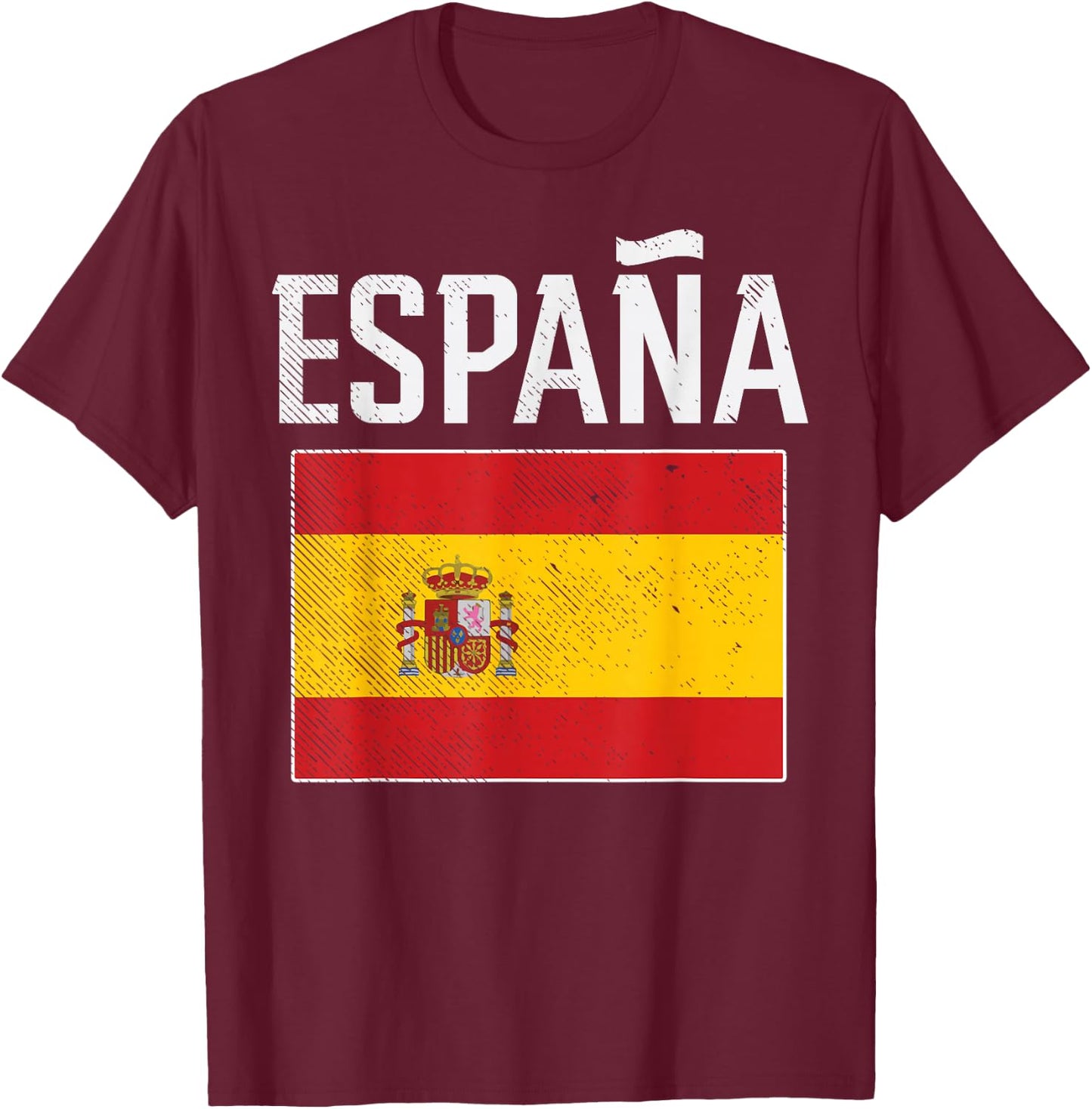 Espana Spain Flag Spanish Soccer Men Women Kids Boys Girl T-Shirt - T-Shirt | Maroon