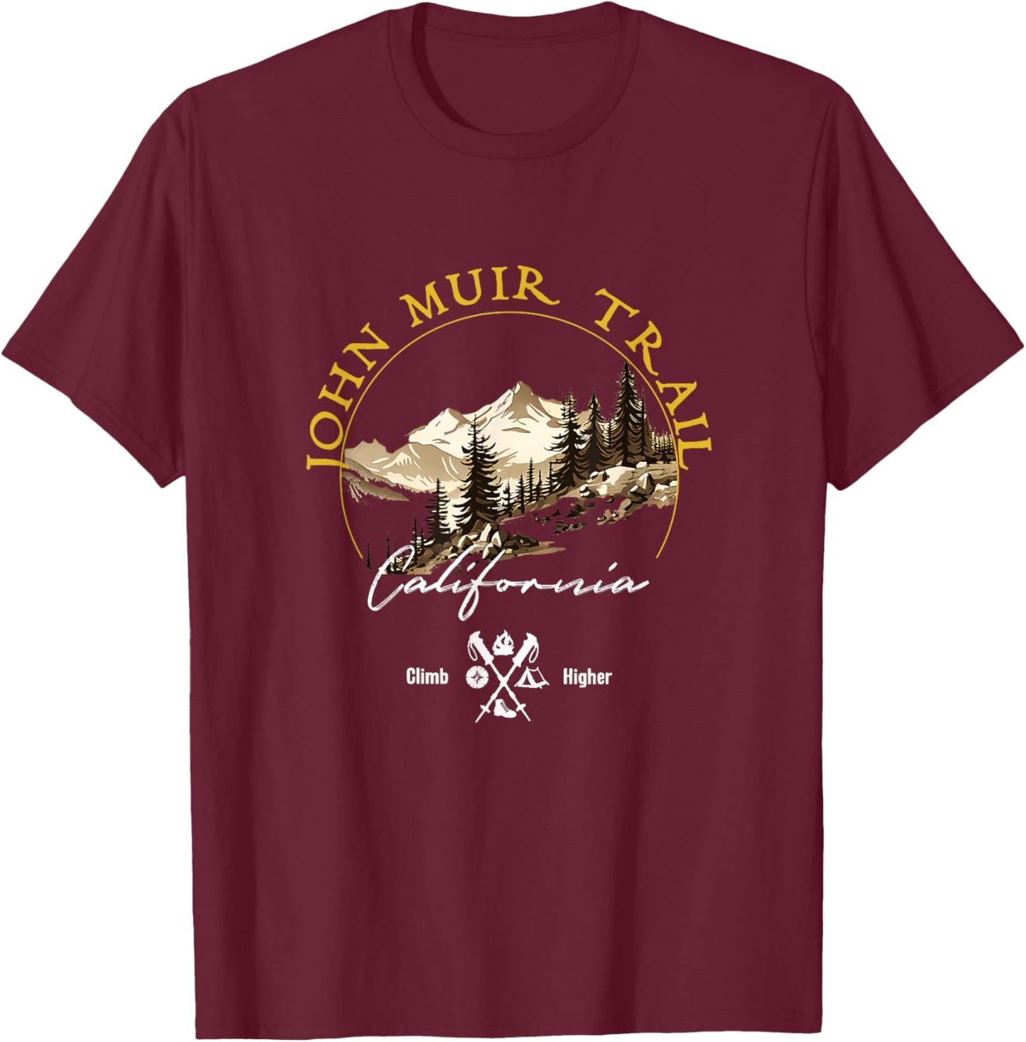 John Muir Trail Retro Vintage Apparel - Souvenir T-Shirt - T-Shirt | Maroon