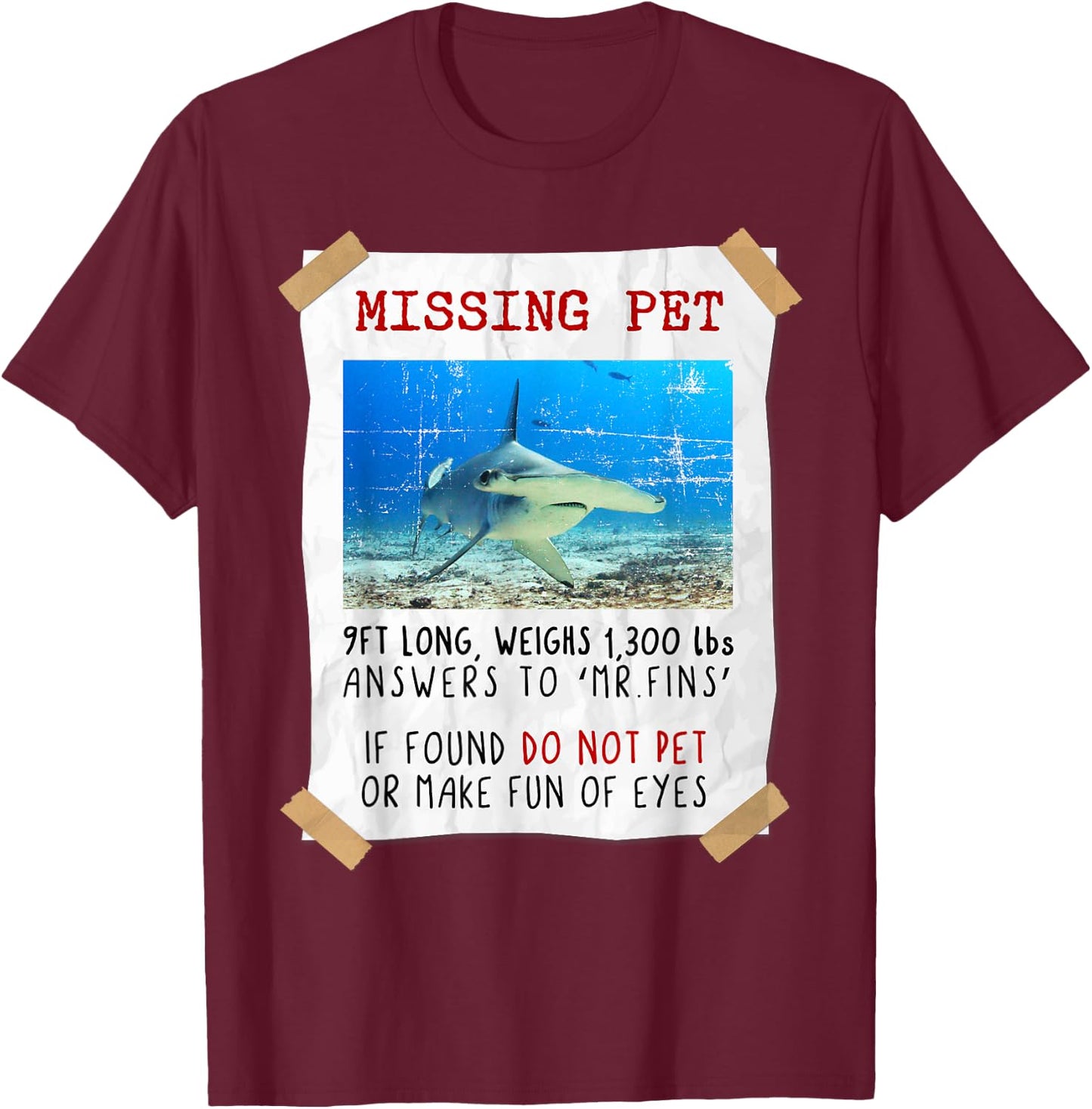 Funny Shark Lover, Hammerhead Shark, Sea Animals, Shark T-Shirt - T-Shirt | Maroon