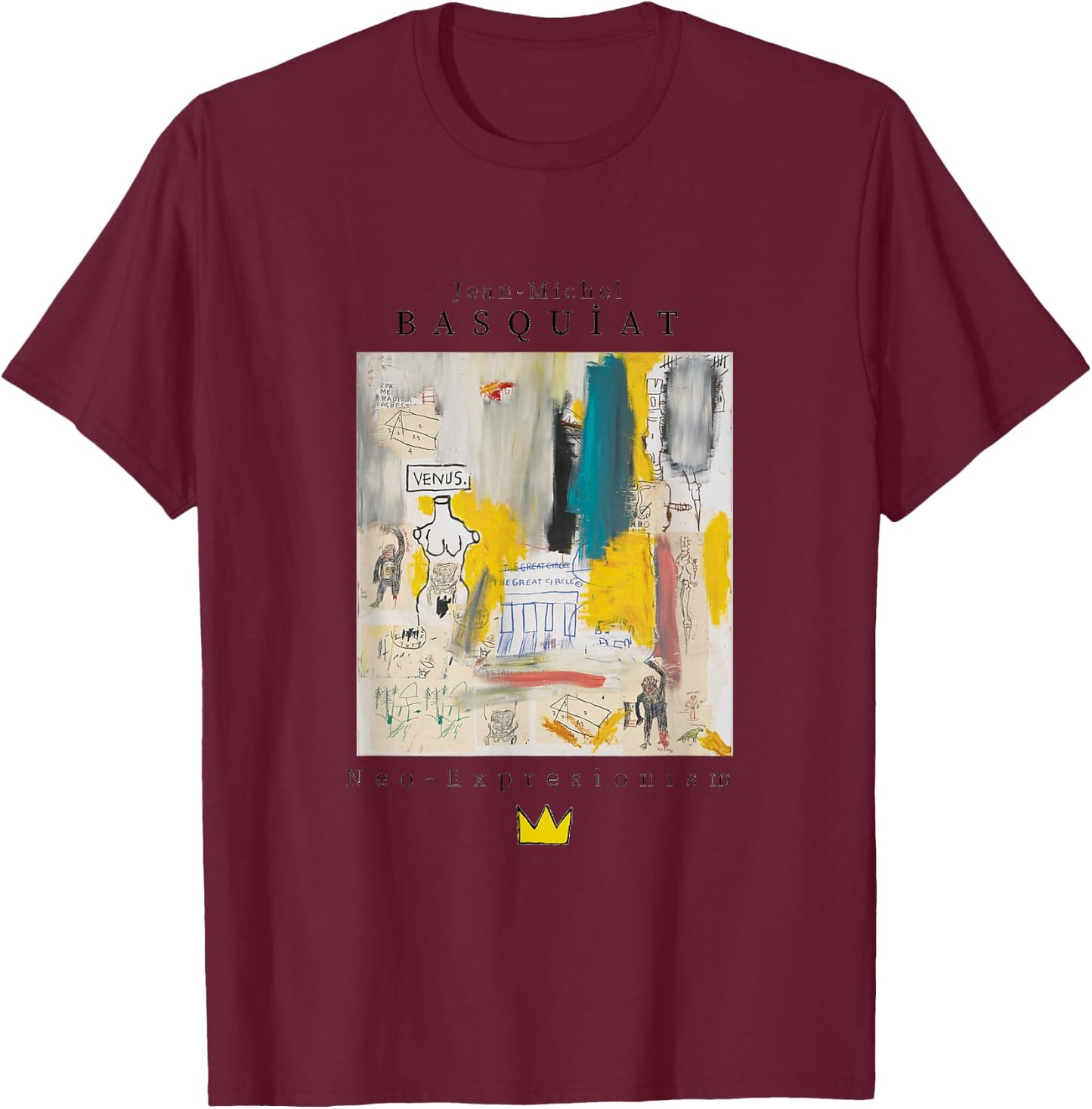 Urban, Streetwear, Graphics, Basquiat, Art, Abstract T-Shirt - T-Shirt | Maroon