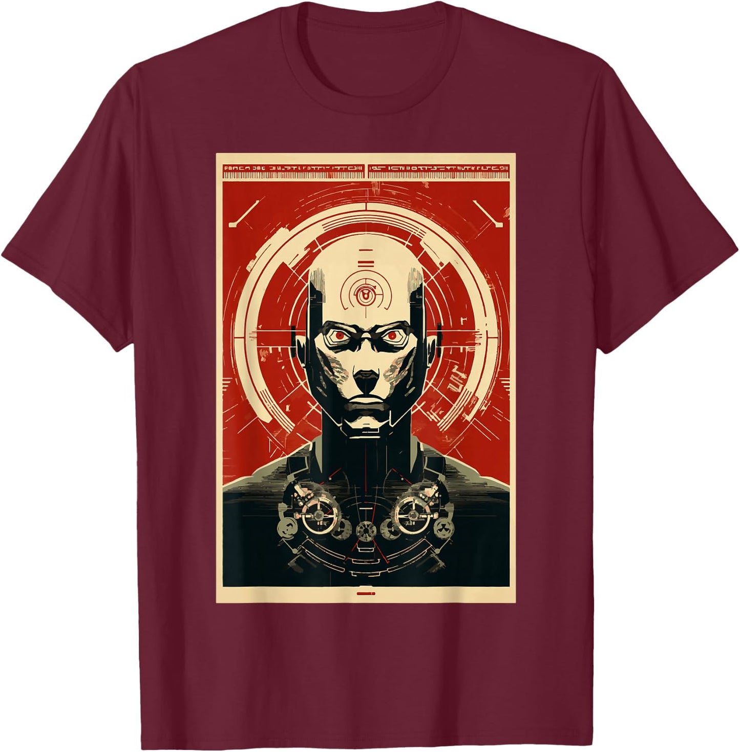 Soviet Cyborg SOVI8 Vintage Propaganda T-Shirt - T-Shirt | Maroon