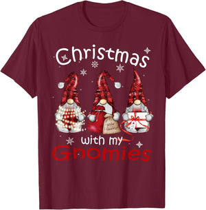 Gnome Family Christmas Men - Buffalo Plaid T-Shirt - T-Shirt | Maroon