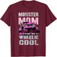Vintage MONSTER MOM Like Normal Regular Mama of Birthday Boy T-Shirt - T-Shirt | Maroon