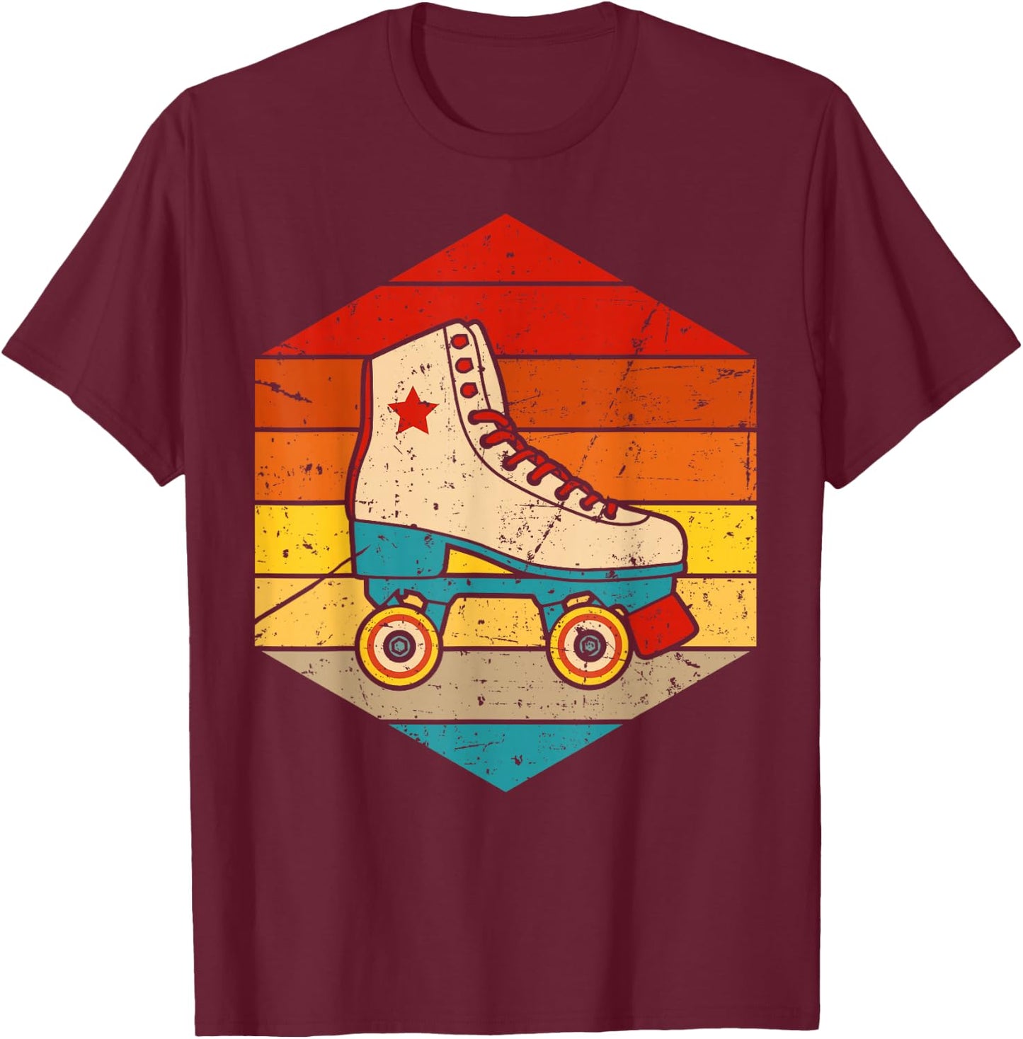 Vintage Roller Skate For Roller Skater Skating Men Women T-Shirt - T-Shirt | Maroon