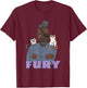 Marvel The Marvels Nick Fury & Flerken Chibi Super Heroes T-Shirt - T-Shirt | Maroon