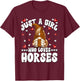 Cute Horse Riding Gnome Graphic Just A Girl Who Loves Horses T-Shirt - T-Shirt | Maroon