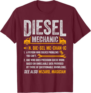 Diesel Mechanic Trucker Semi Truck Driver Funny Definition T-Shirt - T-Shirt | Maroon