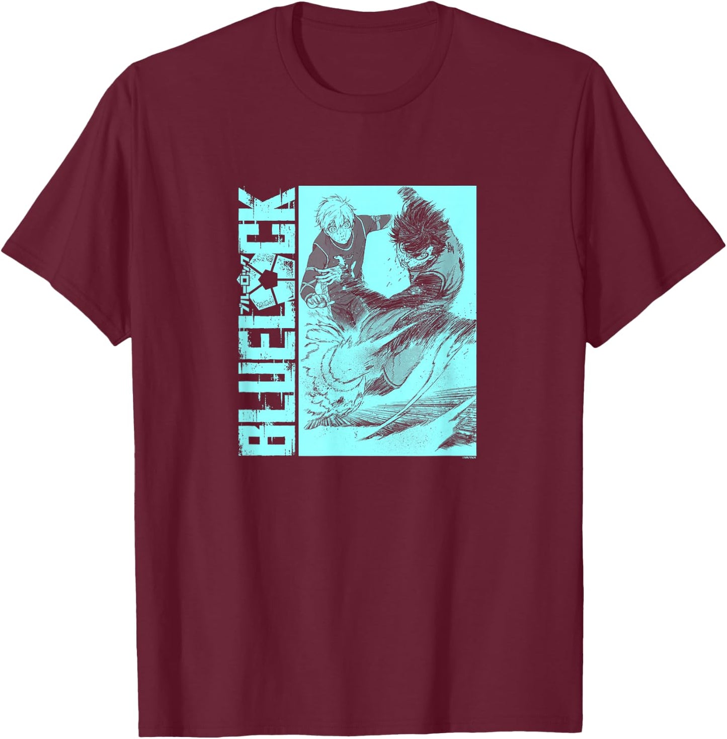 Blue Lock Yoichi Isagi and Seishiro Nagi Scoring A Goal Logo T-Shirt - T-Shirt | Maroon