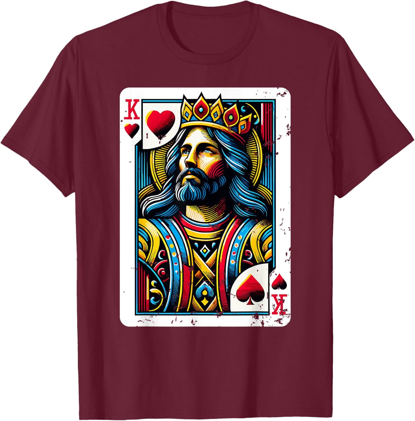 Jesus King Card Christian Bible T-Shirt - T-Shirt | Maroon