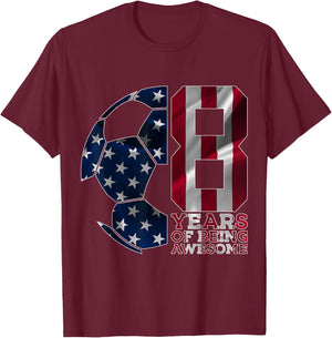 8 Years of Being Awesome Soccer 8th Birthday T-Shirt - T-Shirt | Maroon
