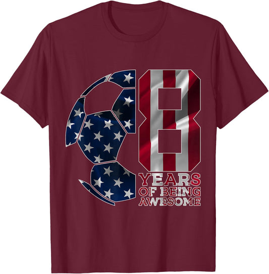 8 Years of Being Awesome Soccer 8th Birthday T-Shirt - T-Shirt | Maroon