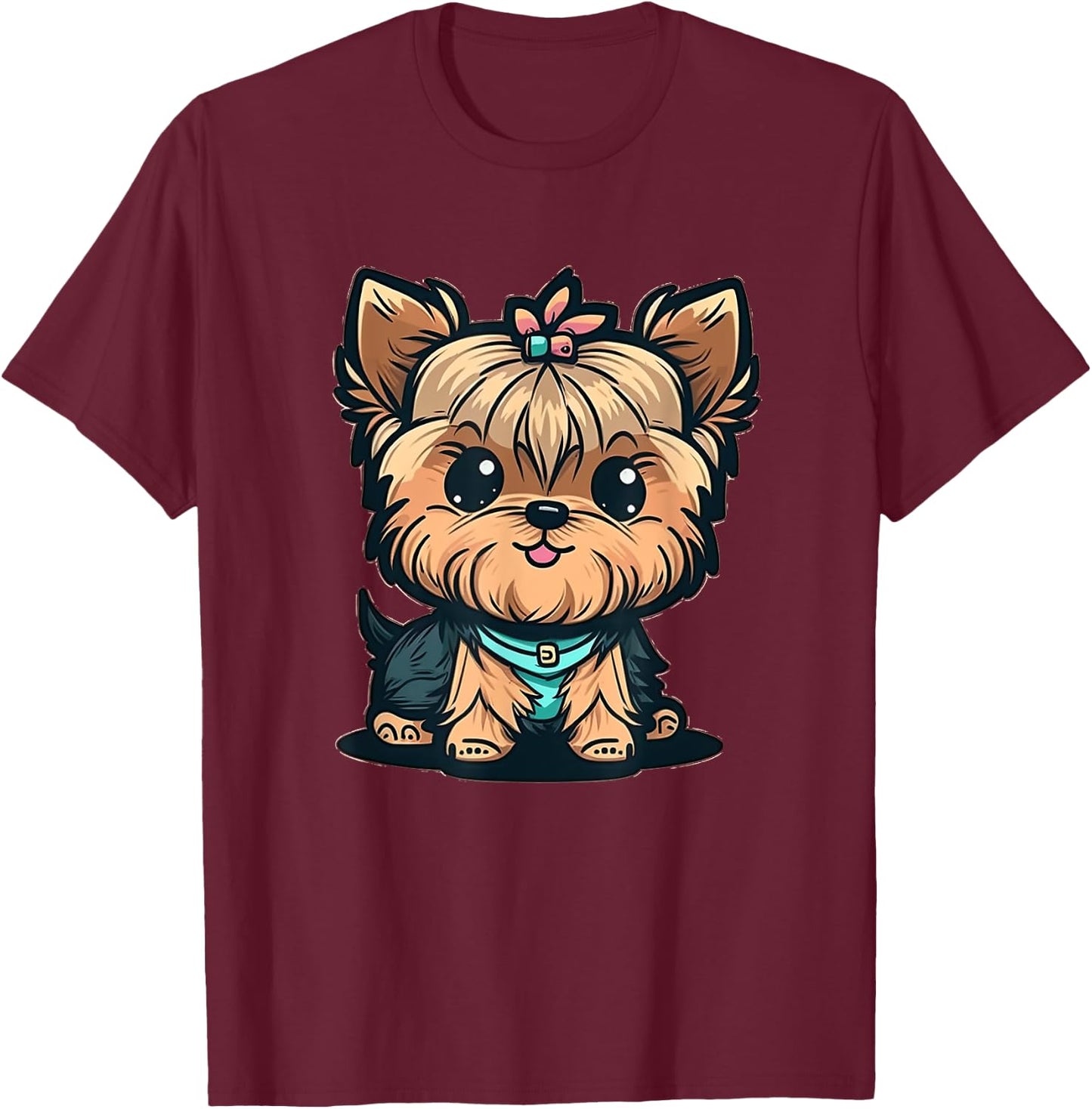 Funny Yorkshire Terrier Cute Puppy T-Shirt - T-Shirt | Maroon