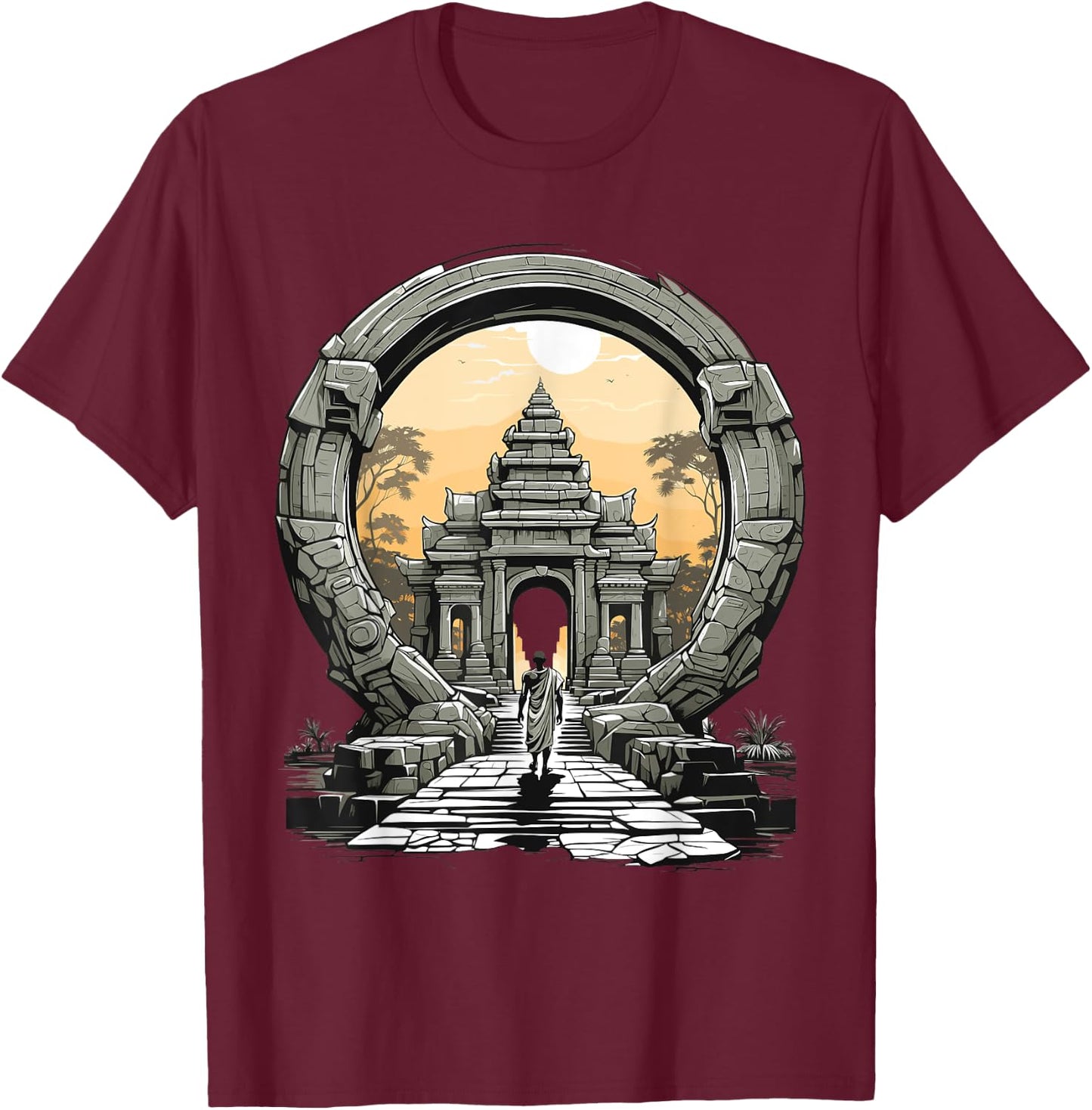 Other wordly Ancient Mysteries Angkor Wat Stargate Portal T-Shirt - T-Shirt | Maroon