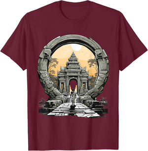 Other wordly Ancient Mysteries Angkor Wat Stargate Portal T-Shirt - T-Shirt | Maroon