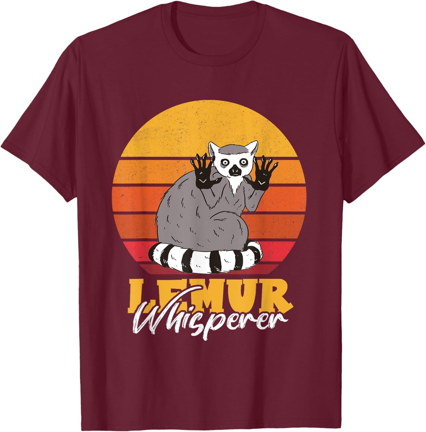 Lemur Cute Lemur Monkey Powered By Lemur Madagascar Animal T-Shirt - T-Shirt | Maroon