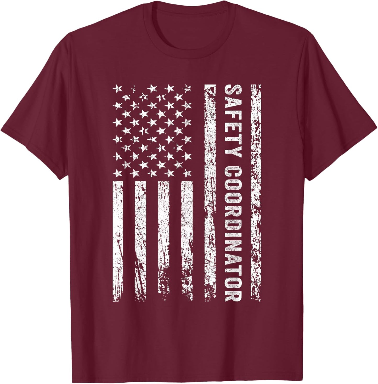 Safety Coordinator US Flag T-Shirt - T-Shirt | Maroon