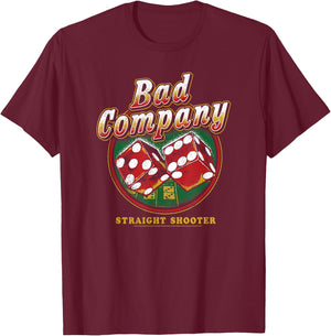 Bad Company - Straight Shooter Dice T-Shirt - T-Shirt | Maroon