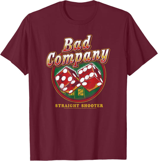 Bad Company - Straight Shooter Dice T-Shirt - T-Shirt | Maroon