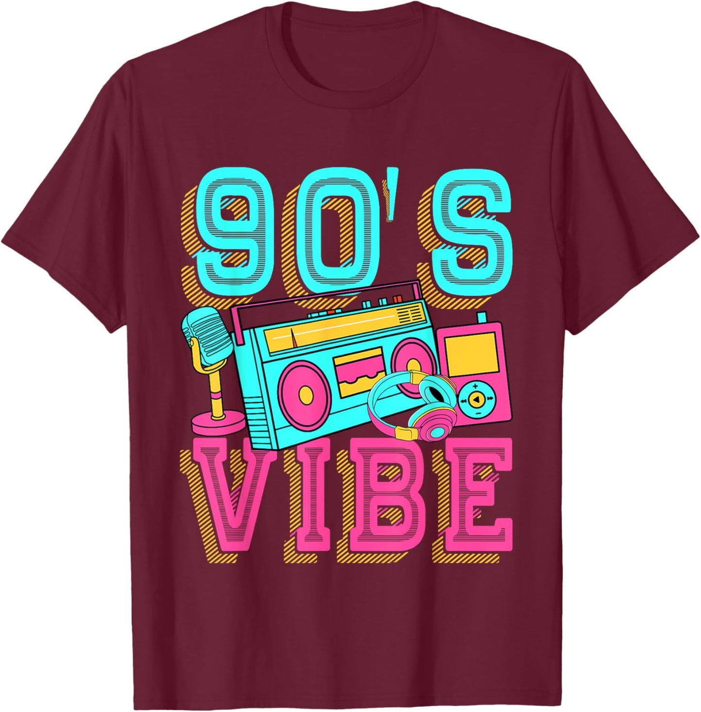 90s Vibe Vintage 1990s Music 90s Costume Party Men Women T-Shirt - T-Shirt | Maroon