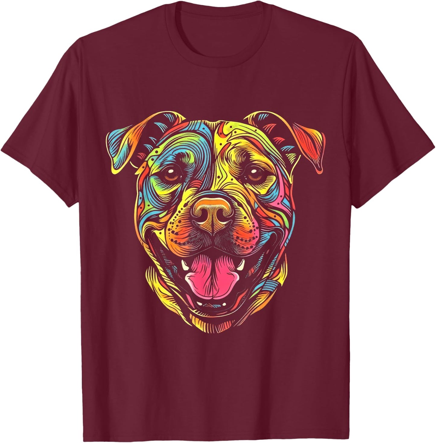 Pit Bull Mom Dog Lover Colorful Artistic Pitbull Owner Women T-Shirt - T-Shirt | Maroon