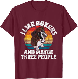 I Like Boxers And Maybe 3 People - Boxer Dog Puppy Trainer Women Girls Kids T-Shirt - T-Shirt | Maroon