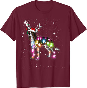 Treeing Walker Coonhound Christmas Lights Pajama Funny Dog Women Kids T-Shirt - T-Shirt | Maroon