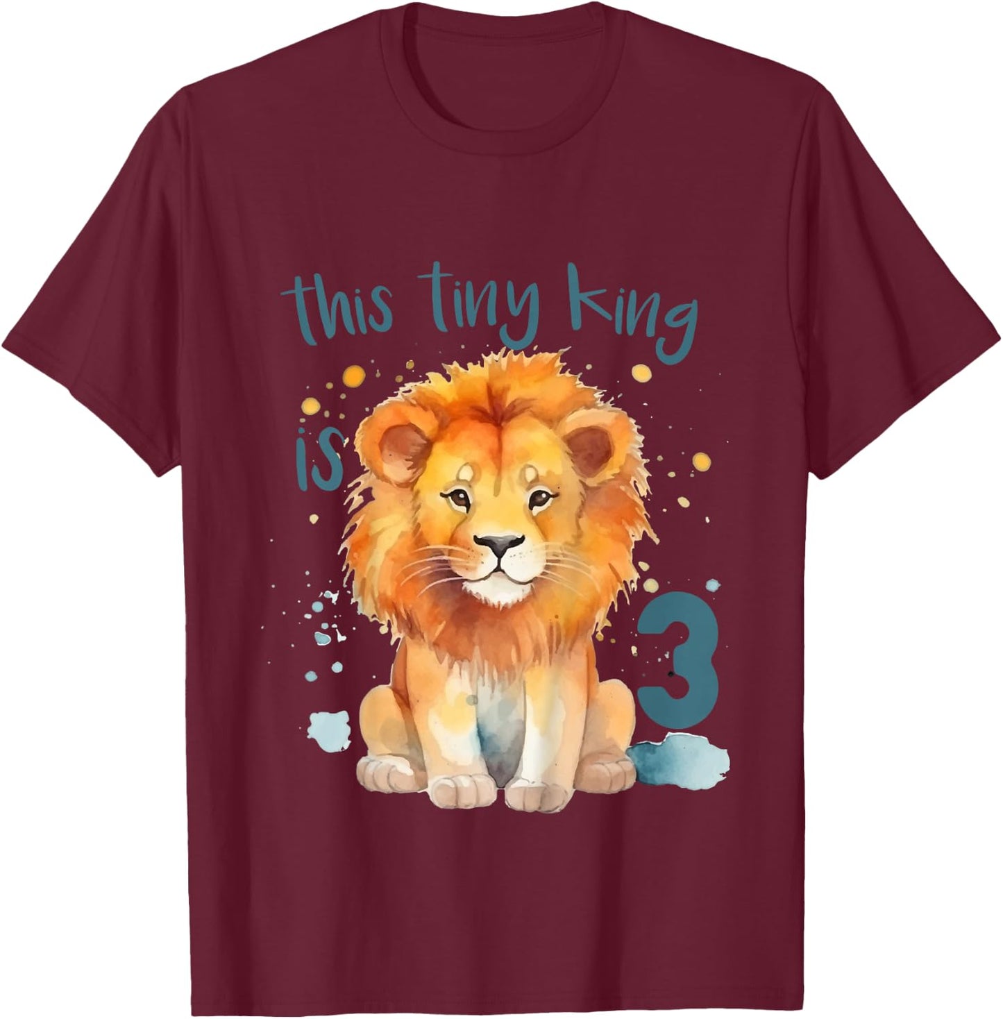 Kids This Tiny King is 3 Year Old Birthday Boy 3rd Birthday Lion T-Shirt - T-Shirt | Maroon