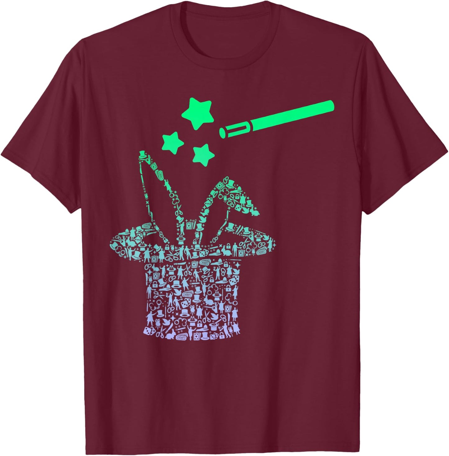 Magicians Hat for Magician Magic Icons Boys Magician T-Shirt - T-Shirt | Maroon