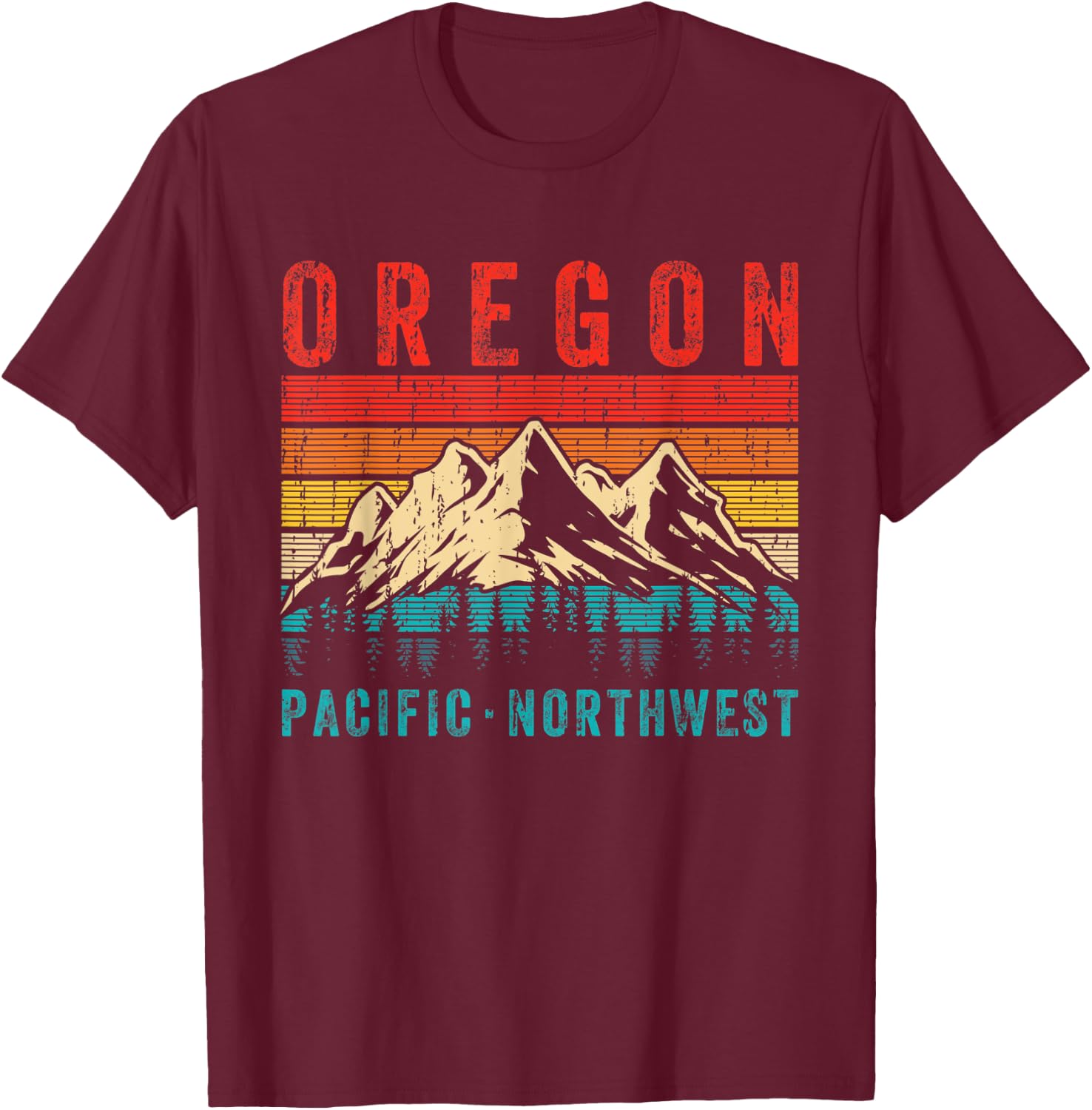 Oregon Pacific Northwest Vintage Retro Hiking Mountains Hike T-Shirt - T-Shirt | Maroon