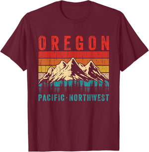 Oregon Pacific Northwest Vintage Retro Hiking Mountains Hike T-Shirt - T-Shirt | Maroon