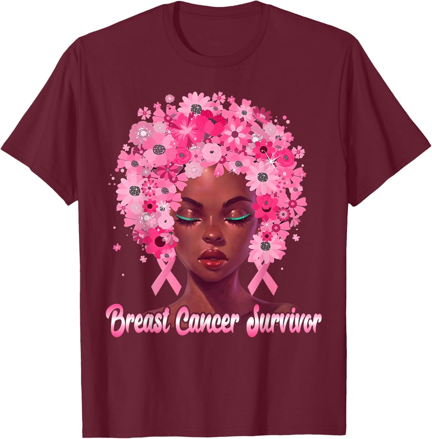 Strong Black Queen Survivor Breast Cancer Awareness Month T-Shirt - T-Shirt | Maroon
