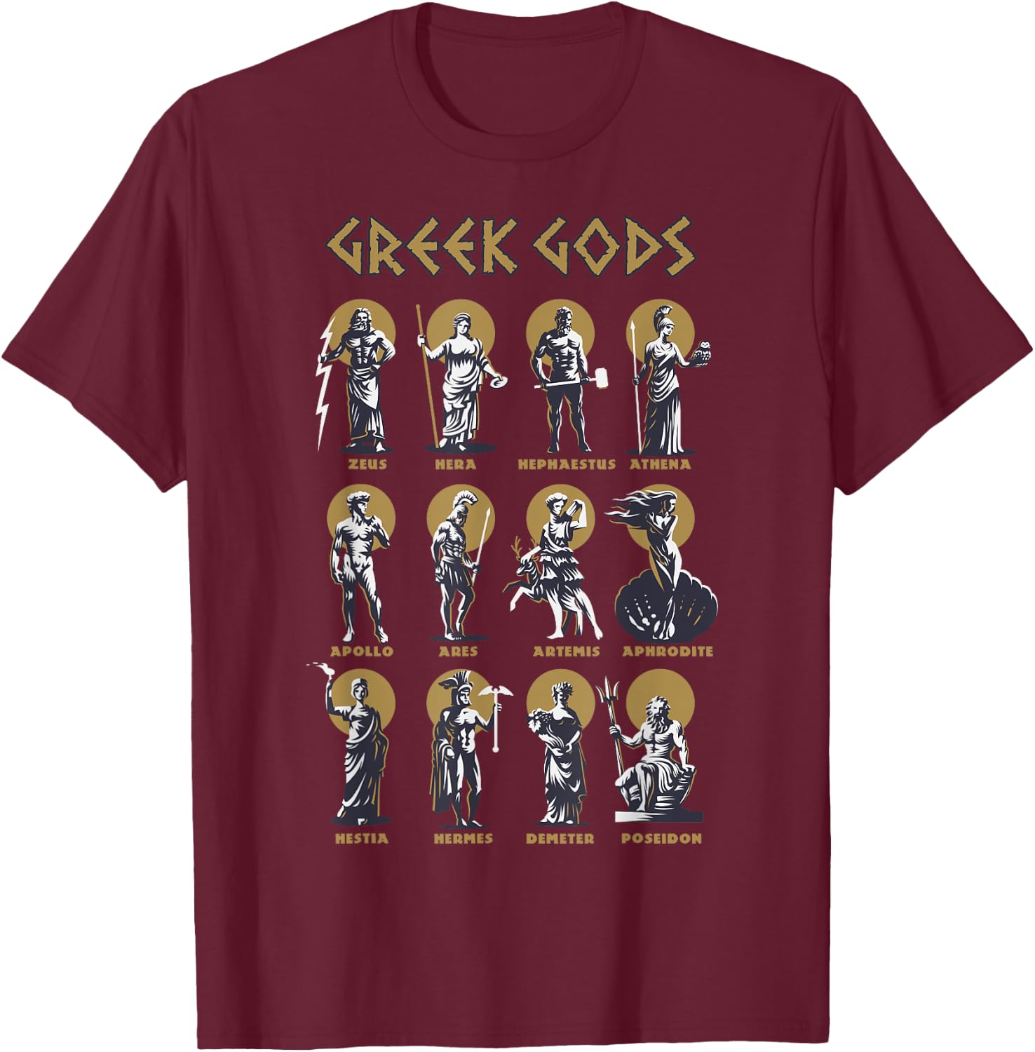 Greek Gods Greek Mythology Ancient Greece Olympic Mount T-Shirt - T-Shirt | Maroon