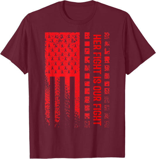 Her Fight Is Our Fight Squamous Cell Carcinoma Awareness T-Shirt - T-Shirt | Maroon