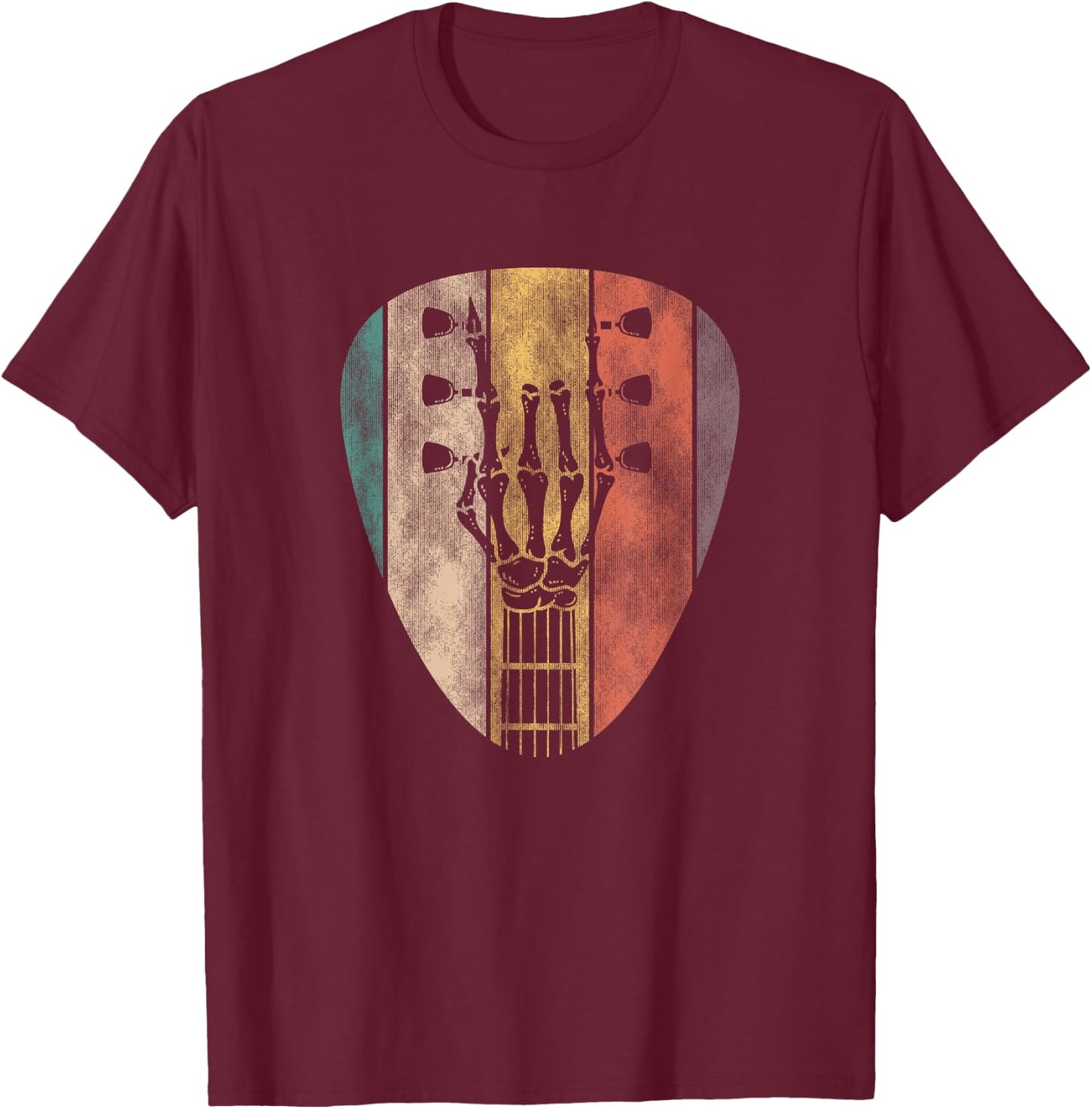 Skeleton Guitar Guy for Guitarists T-Shirt - T-Shirt | Maroon