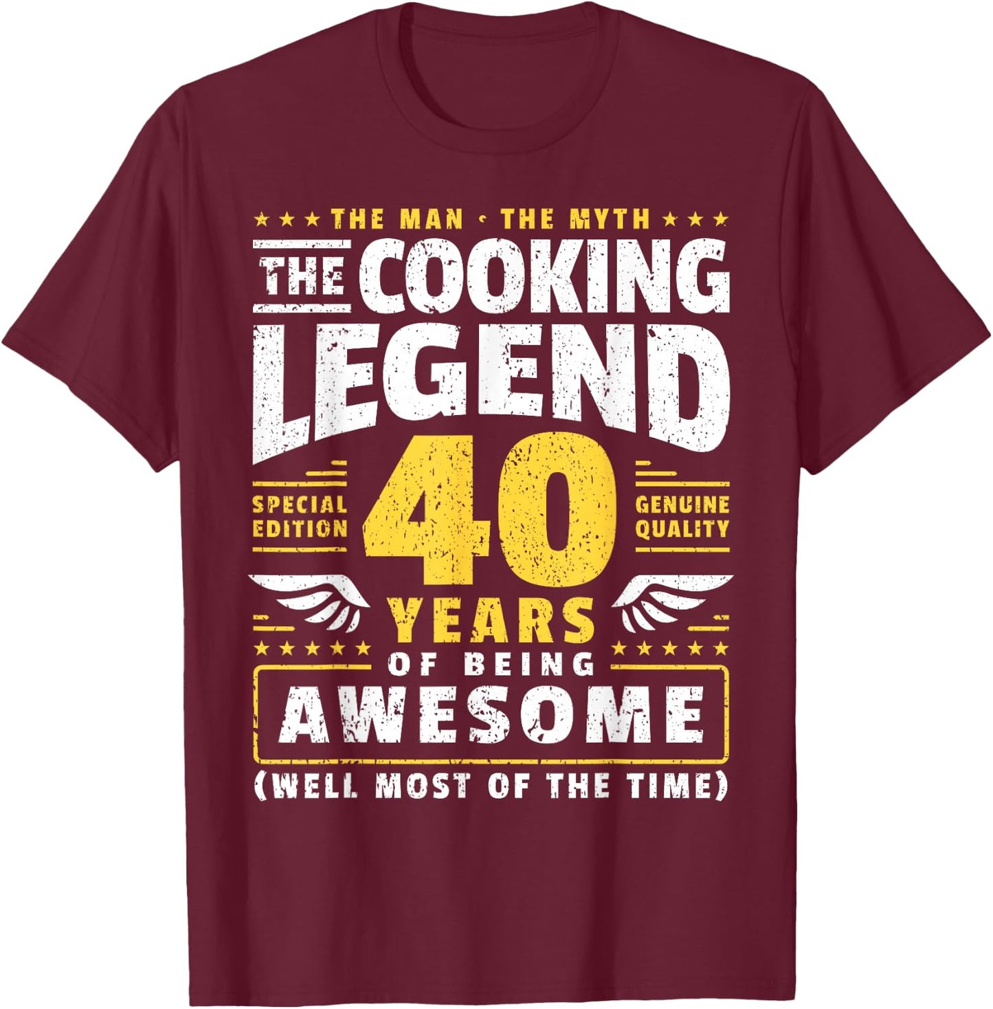 40th Birthday Cook 40 Years Old Chef T-Shirt - T-Shirt | Maroon