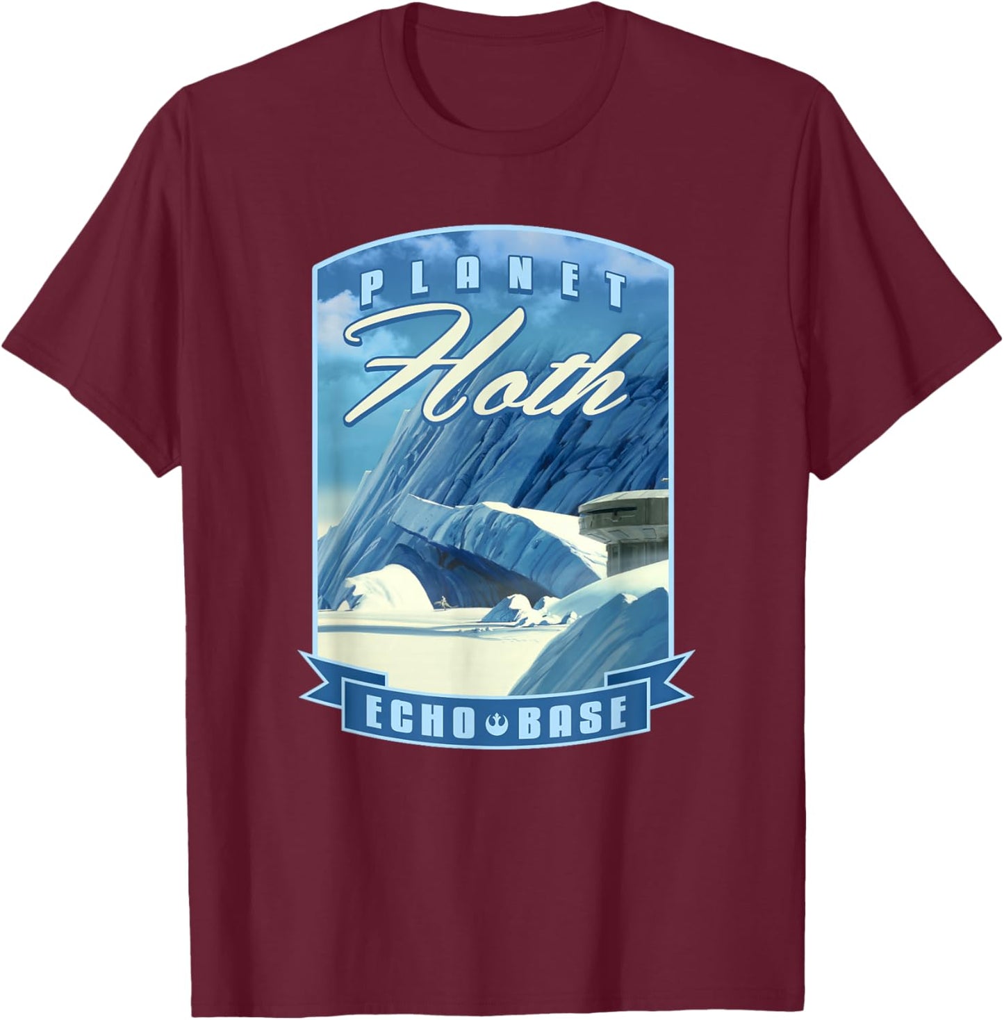 Star Wars Planet Hoth Echo Base Landscape T-Shirt - T-Shirt | Maroon