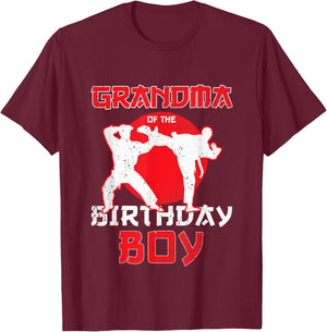 Grandma Of The Birthday Karate Taekwondo Boy Martial Arts T-Shirt - T-Shirt | Maroon