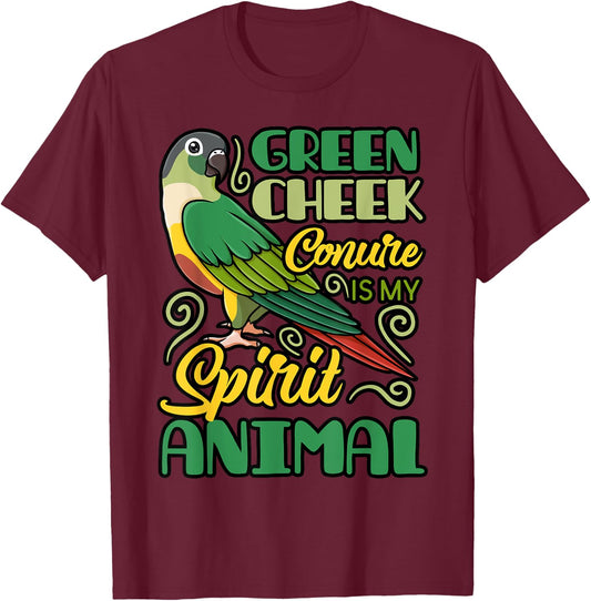 Green Cheek Conure Funny Animals Cute Birds T-Shirt - T-Shirt | Maroon